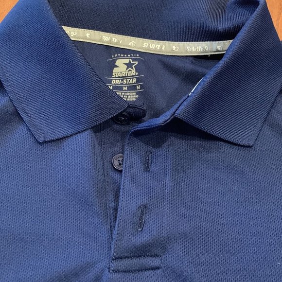 Starter Dri-Star Navy Blue Short Sleeve Collared Polo Shirt size M - Picture 2 of 6